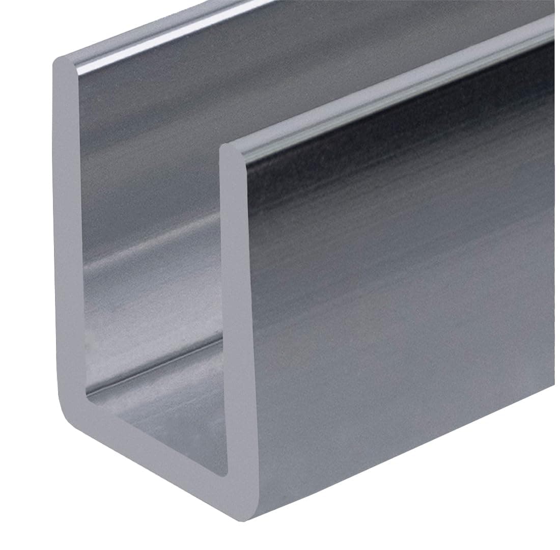 BRIXWELL SDCD38BS-CCP12-XCP50 Acero inoxidable cepillado Panel fijo de puerta de ducha 3/8" Canal en U profundo - Longitud de stock 12" - Paquete de 50