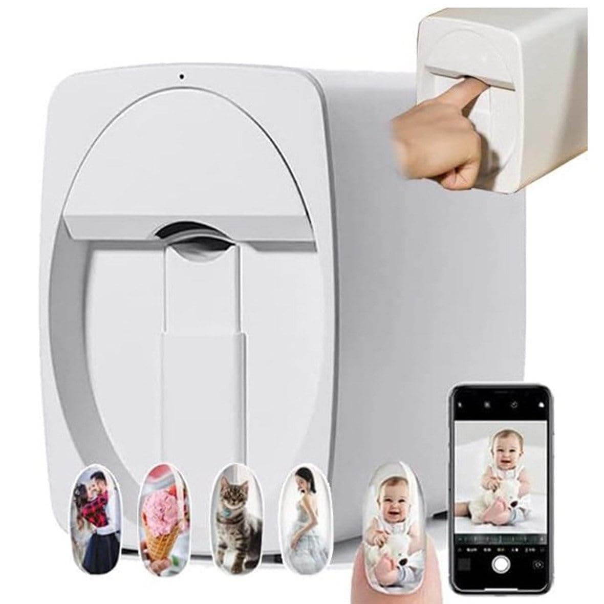 Impresora de Uñas 3D GEHPYYDS con WiFi y APP, Portátil para Nail Art 3D Nail Printer Machine