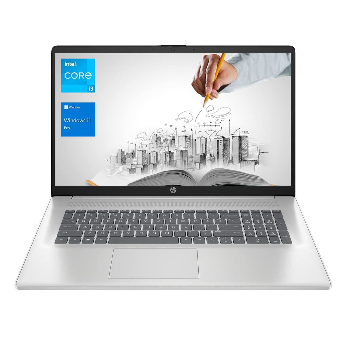 HP 17 Portátil Empresarial, Pantalla HD+ de 17.3”, Procesador Intel Core i3-1125G4 de 11ª Generación, 16 GB RAM, 512 GB SSD, Wi-Fi, HDMI, Cámara Web, Windows 11 Pro, Plata TPN-I139_320M3AV