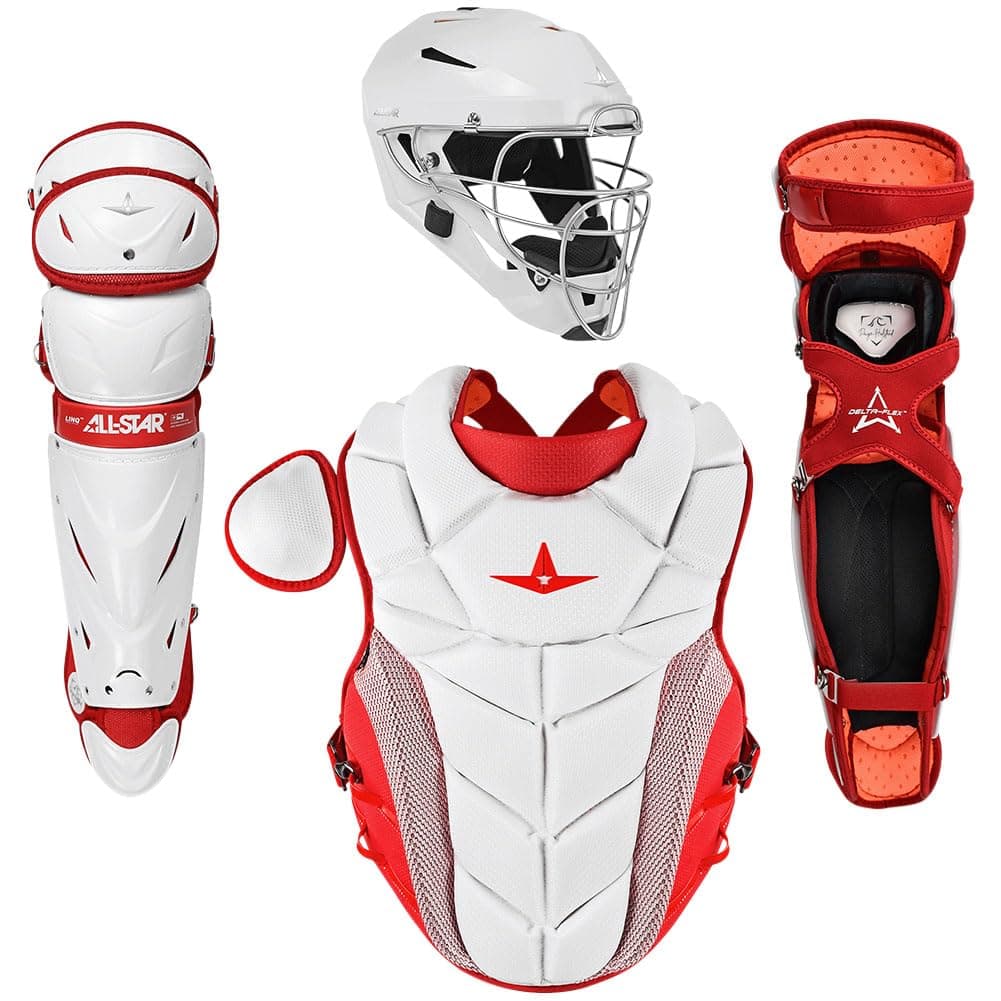 All Star PHX Paige Halstead Fastpitch Softball Catchers Set (Small) Blanco/Scarlet 029343068249