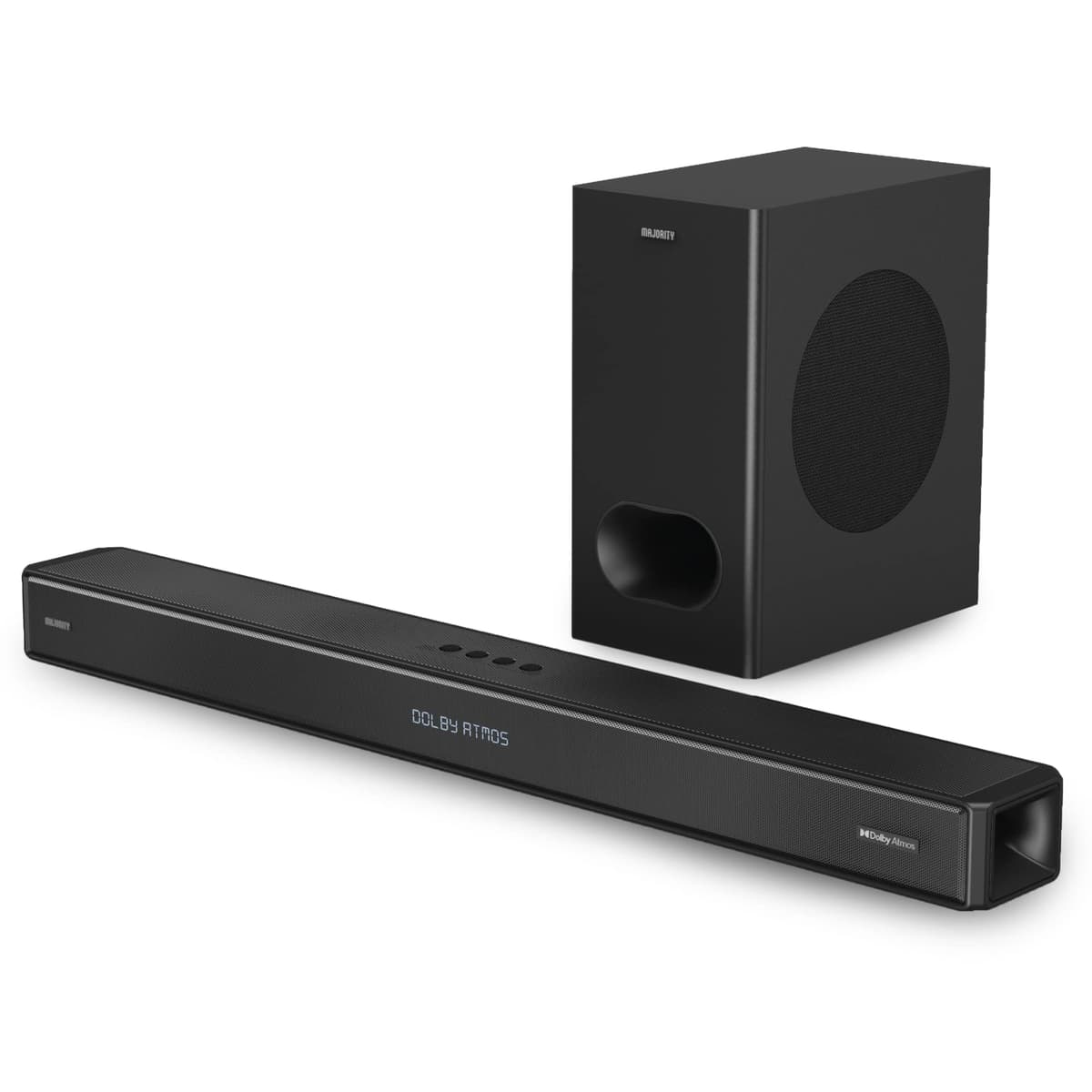 Majority Sierra 2.1.2 Dolby Atmos Soundbar con Subwoofer Inalámbrico 400W, HDMI ARC, Bluetooth, USB y AUX SIE-BAR-BLK US