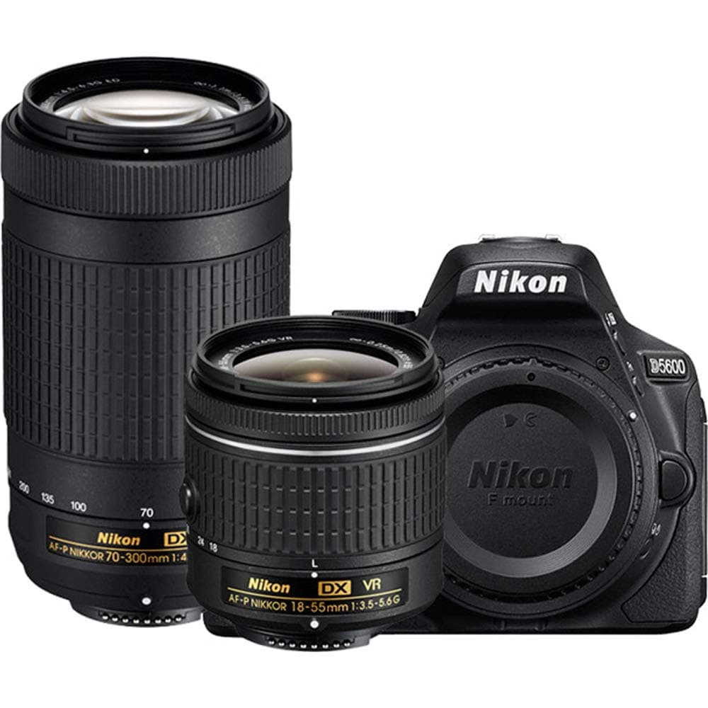 Nikon D5600 con lentes 18-55mm VR y 70-300mm (Renewed) CRTNKD5600LENSX2RB