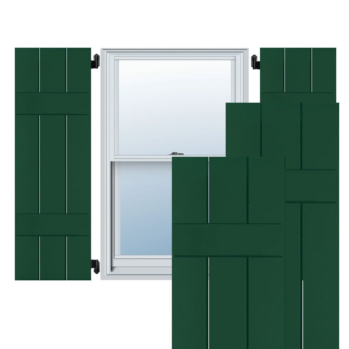 Ekena Millwork RWB12X060CGM Persianas exteriores de madera auténtica 12" x 60" Chrome Green