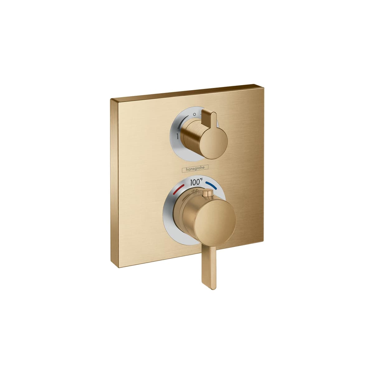 hansgrohe Ecostat Square Termostato empotrado cuadrado con control de temperatura y desviador, Bronce cepillado 15714141