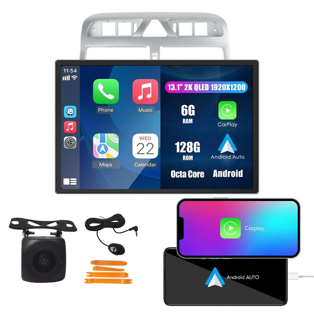 Kunfine KF-V7358A 13.1" QLED con CarPlay y Android Auto para Peugeot 307 2002-2013, Octa Core 6G+128G
