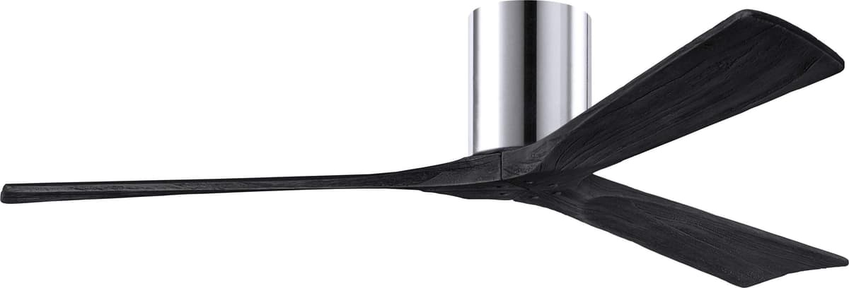 Matthews IR3H-CR-BK-60 Ventilador de Techo Irene 60" Flush Mount, Motor DC Silencioso, 3 Aspas de Madera, Cromo Pulido