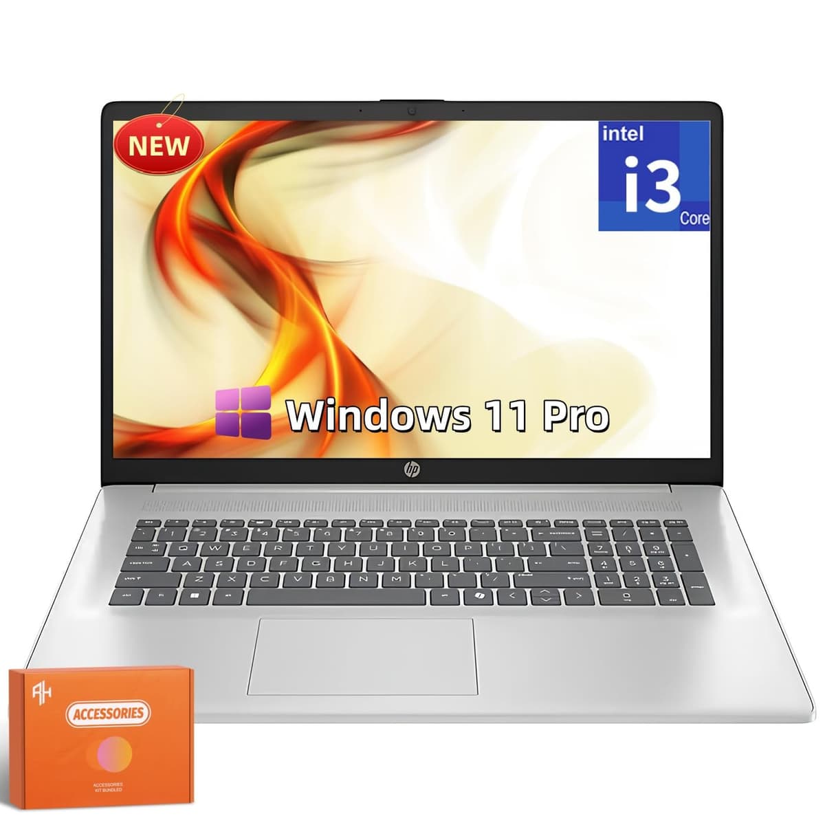 HP Laptop de 17 pulgadas, pantalla FHD IPS antirreflectante de 17.3", procesador Intel i3-N305 (8 núcleos), 16GB DDR4, SSD de 1TB, Intel UHD Graphics, teclado numérico, tecla Copilot, carga rápida, Windows 11 Pro, con accesorios