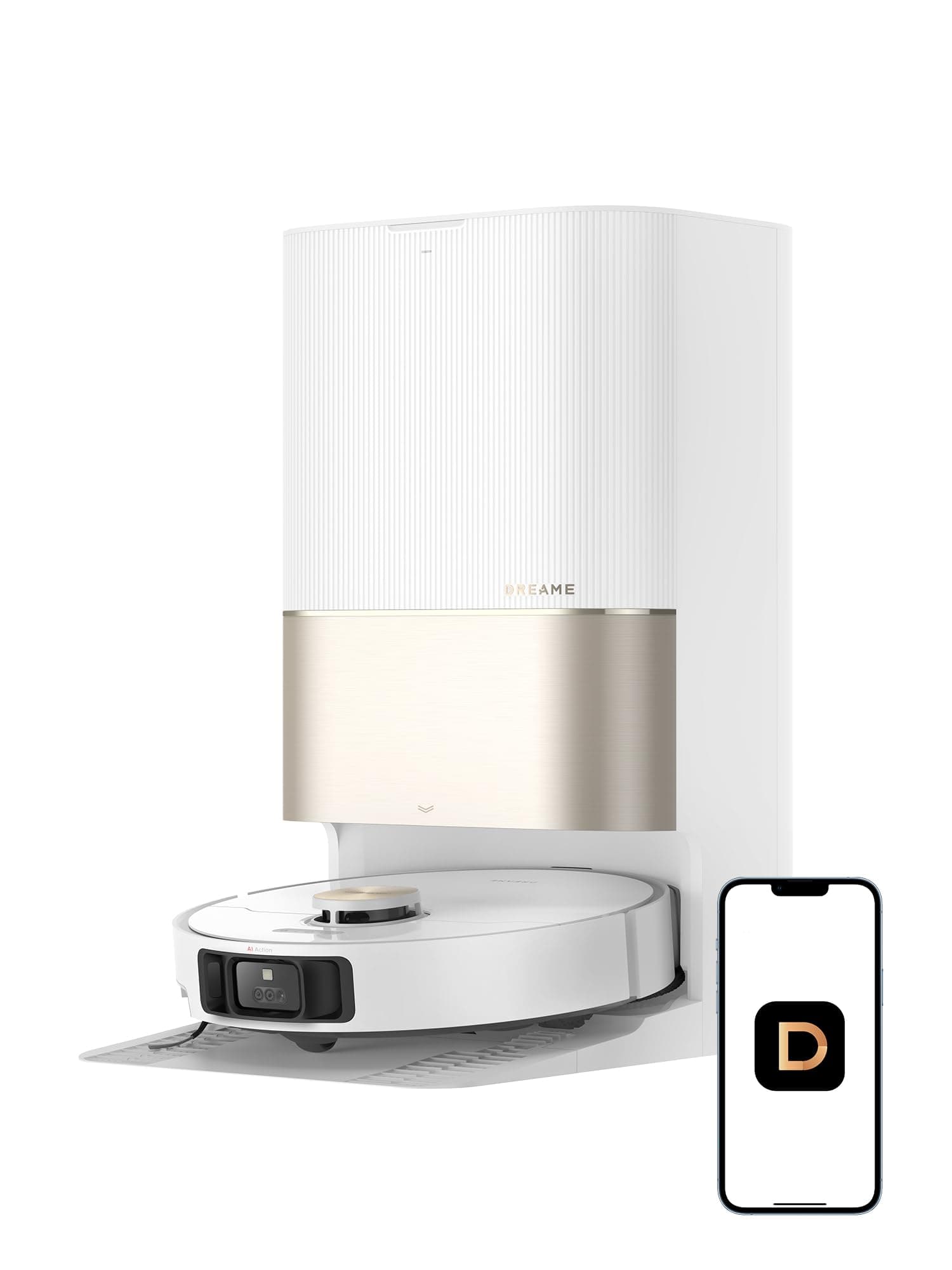 DREAME X40 Ultra Robotic Vacuum con Mopa Removible y Elevable, 12, 000Pa, Auto-Empty, Auto Refill, Blanco RLX63CE
