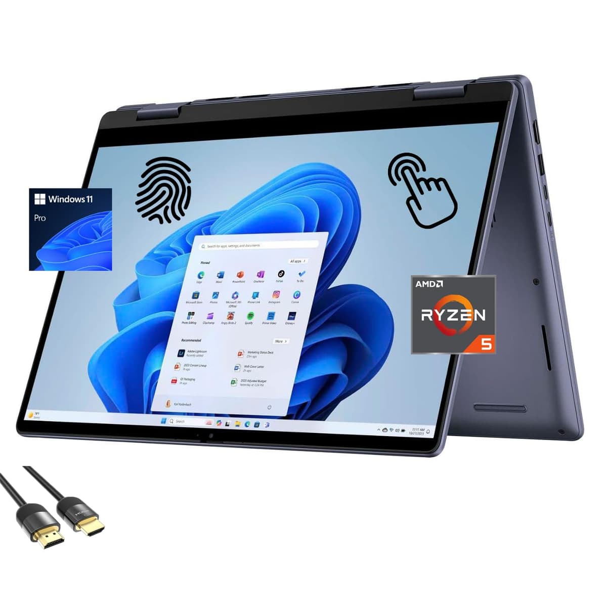 Dell Inspiron 14 2-en-1 con Ryzen 5-8640HS, 14" FHD táctil, 64GB RAM, 2TB SSD, Windows 11 Pro SB-122