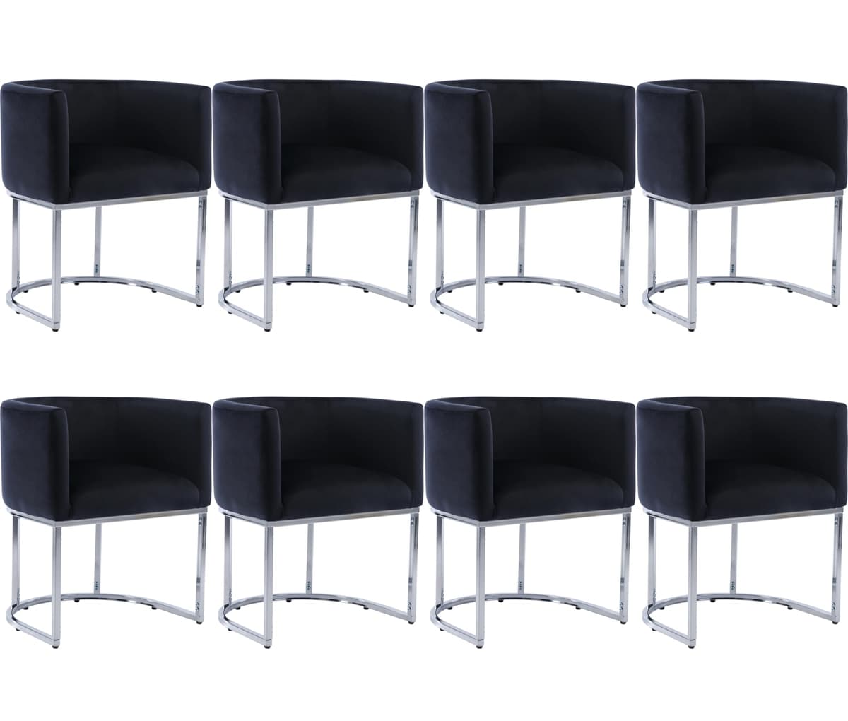 BESTANO Sillas de comedor de terciopelo juego de 8 con base cromada, 18.5" de ancho, negro