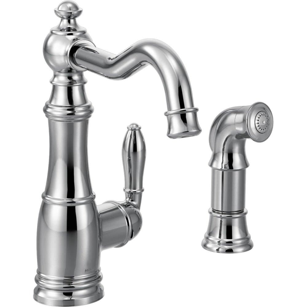 Moen Weymouth S72101 Grifo de Cocina de Un Solo Mango con Rociador Lateral, Cromo