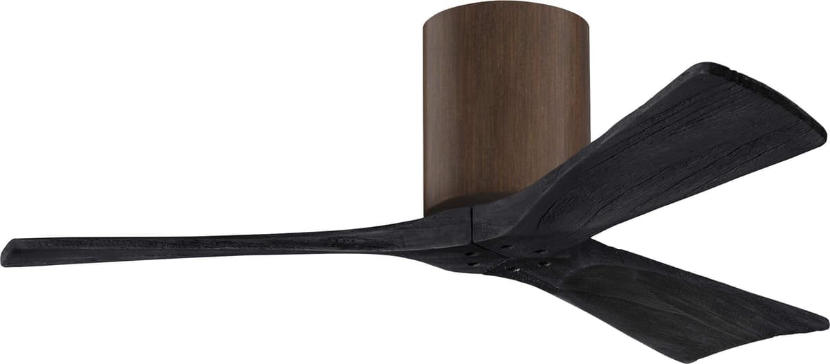 Matthews Irene 42" Flush Mount Ventilador DC Silencioso con Control Remoto y de Pared, 3 Aspas Negra Mate, Walnut Tone IR3H-WN-BK-42