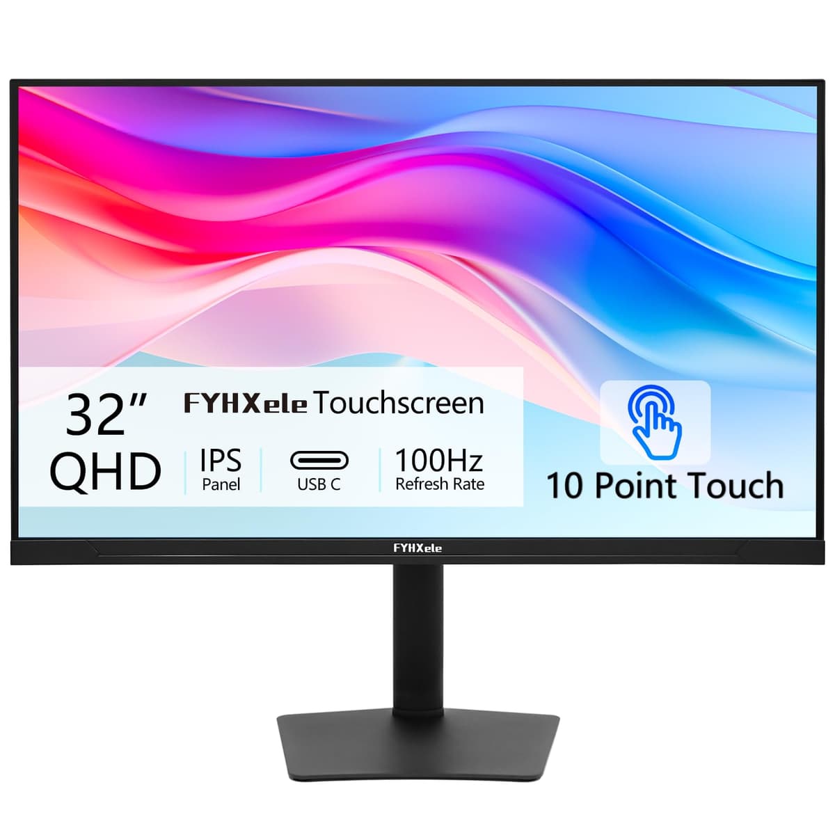 FYHXele Monitor Touch 32'' QHD 1440p 100Hz IPS Multitáctil con USB-C y Soporte Ajustable 32-2K-100Hz