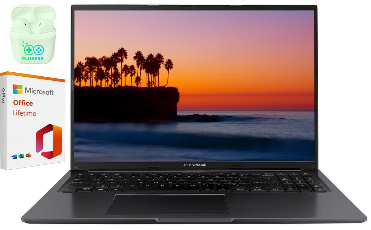 ASUS Vivobook 16" Business y Estudiantes, Intel Core i7-1255U, 40GB RAM, 1TB SSD, Windows 11 Home, Auriculares PLUSERA, Negro