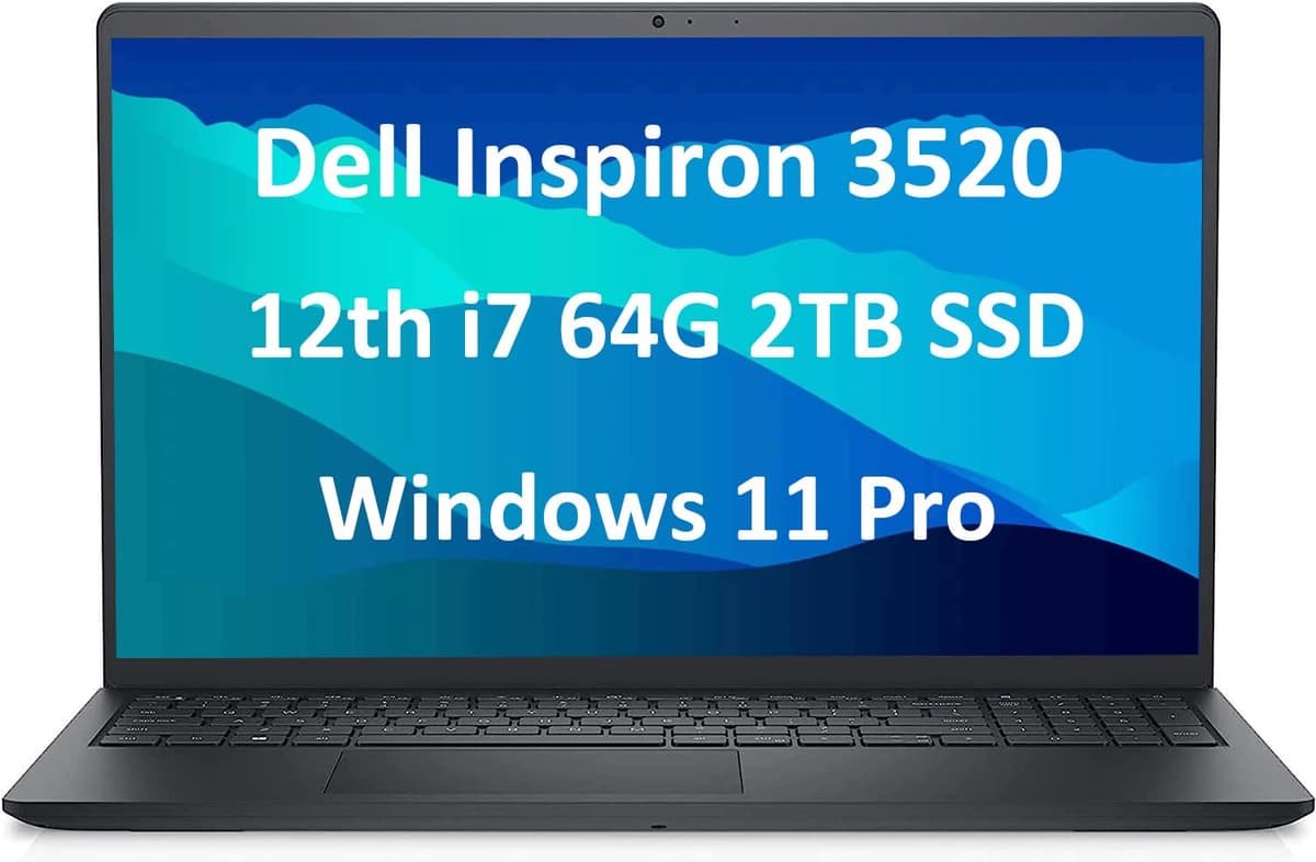 Dell Inspiron 3000 3520 15.6" FHD 120Hz i7-1255U 64GB 2TB SSD Windows 11 Pro Inspiron 5000