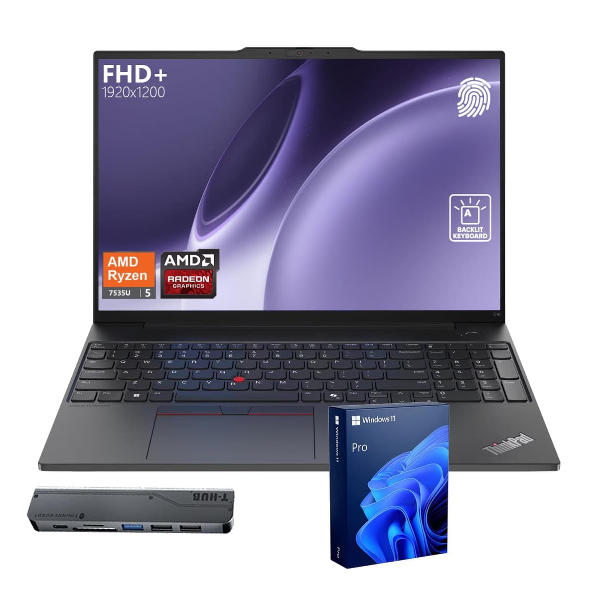 Lenovo ThinkPad E16 Gen 2 - 16" FHD+, Ryzen 5 7535U, 32GB DDR5, 1TB SSD, Windows 11 Pro, Negro ThinkPad E16 Gen 2_65W