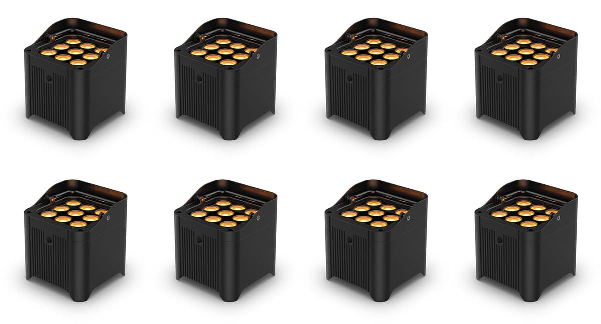 Audiosavings Bundle: 8x Chauvet DJ Freedom Par Q9 RGBA batería inalámbrica - Uplight (8) Freedom Par Q9