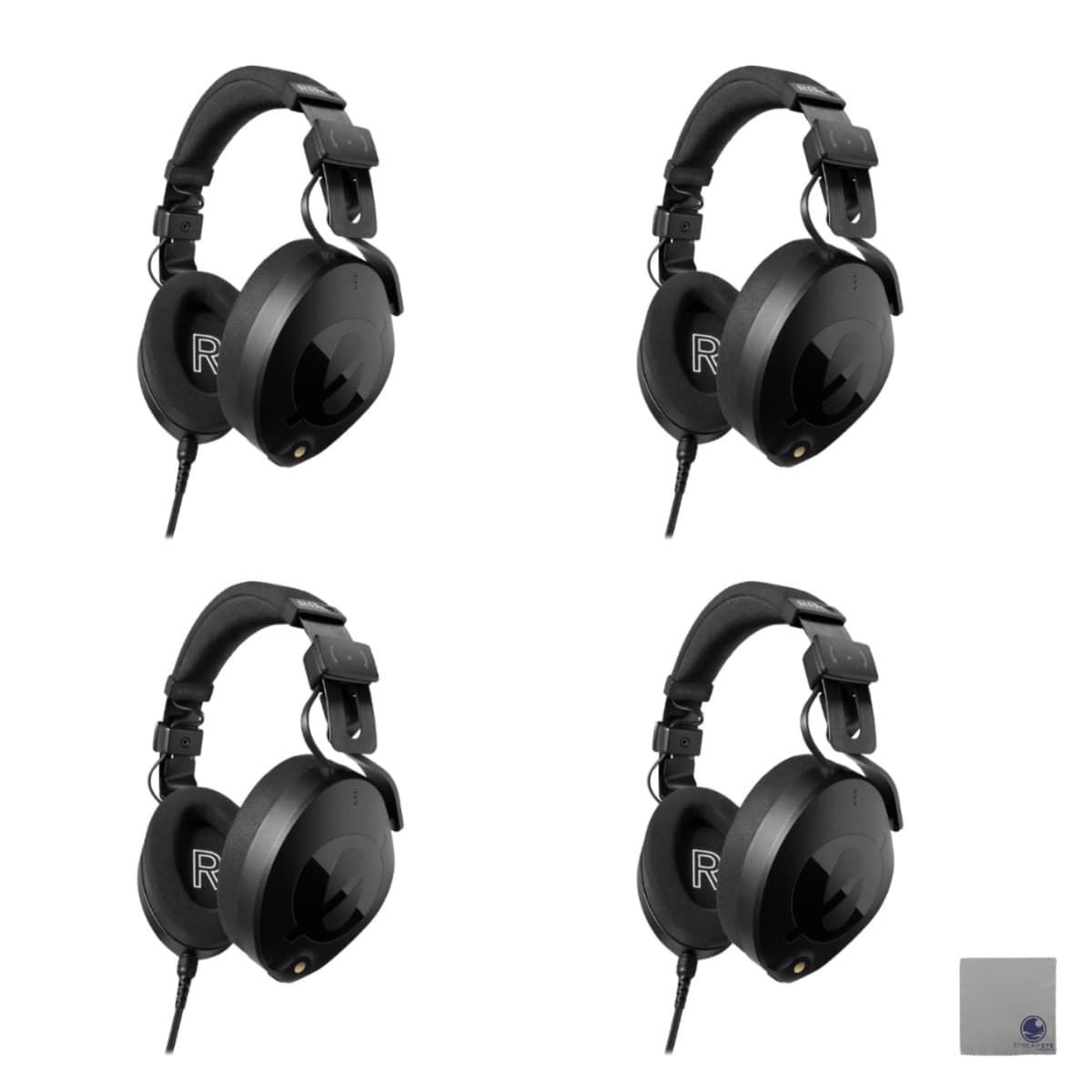 Rode NTH-100 Professional Over-Ear Headphones con paño de pulido StreamEye (Paquete de 4) NTH-100 | Cloth