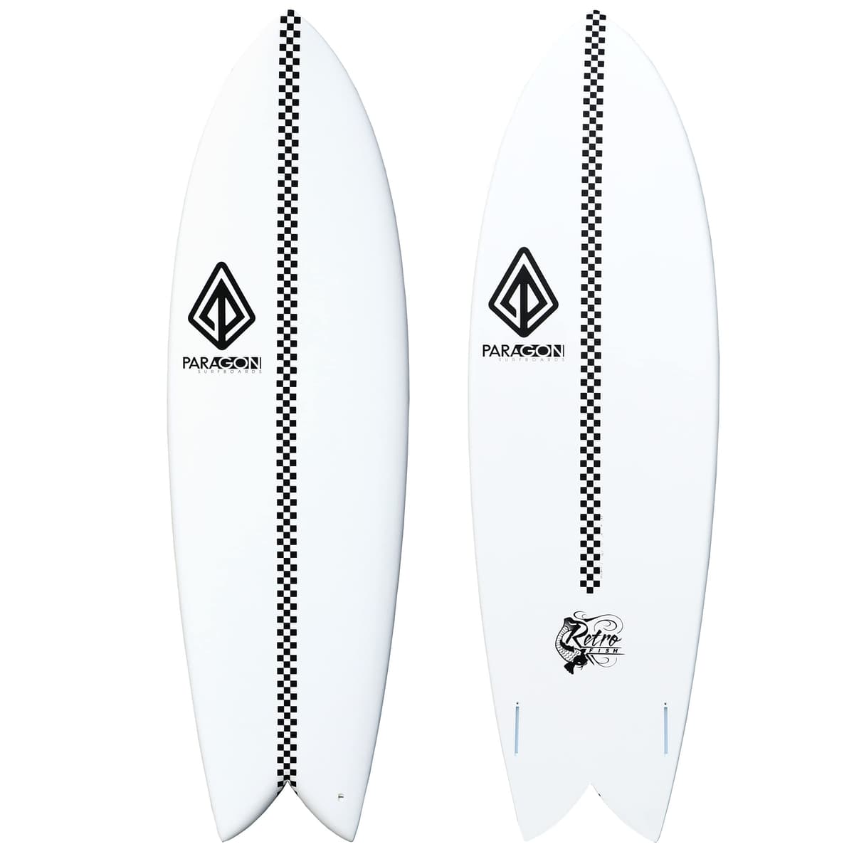Paragon Surfboards Retro Fish Surfboard 6'0" Fiberglass Epoxy - Fácil Giro, Duradera, Incluye Quillas P19
