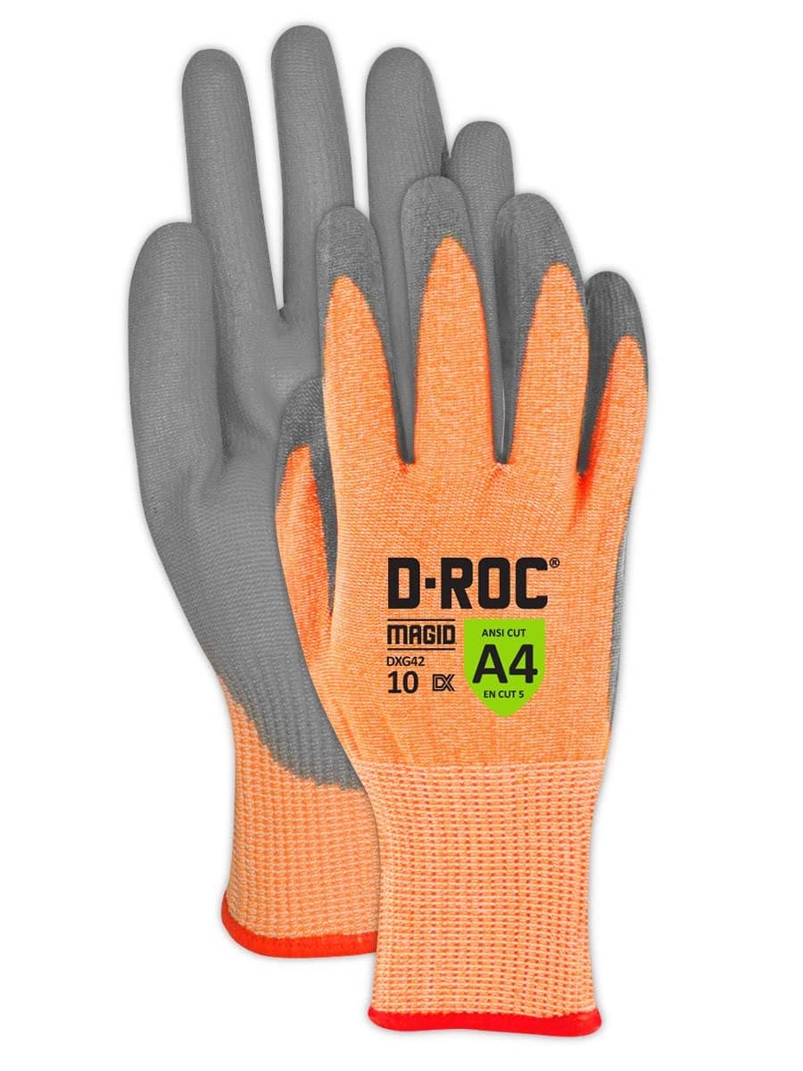 Magid D-ROC DX Technology Polyurethane Palm Coated Cut Resistant Work Gloves, 96 pares, talla 7/S DXG427-96