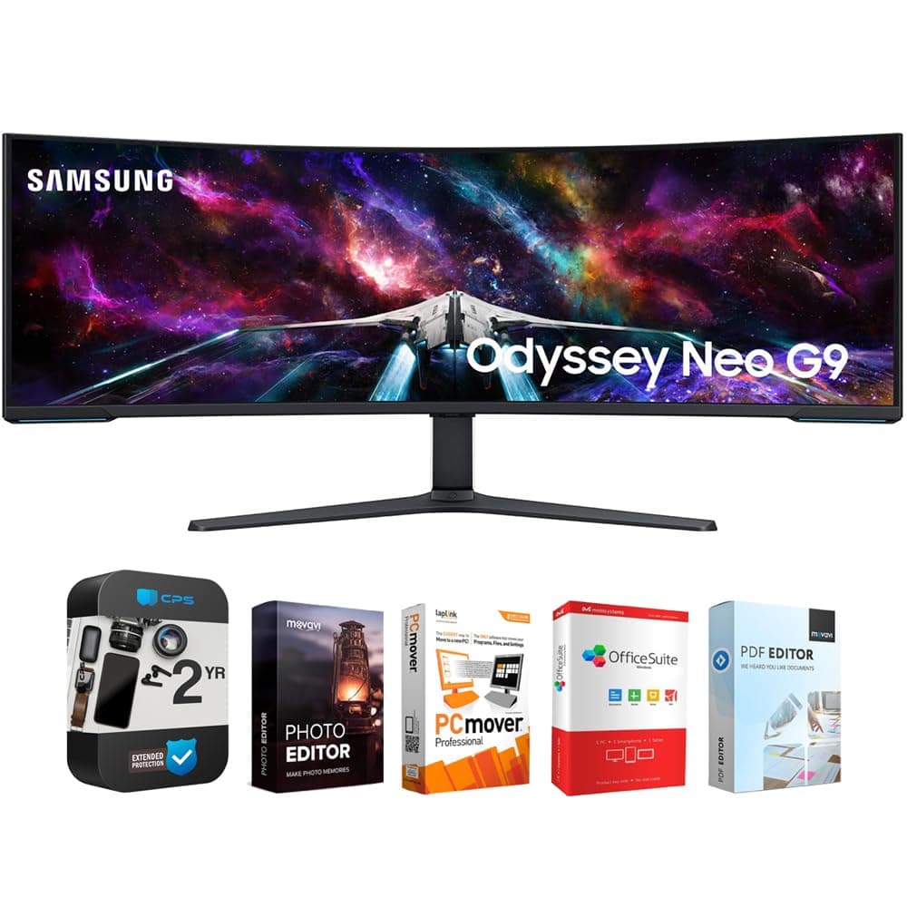 Samsung 57" Odyssey Neo G9 Dual 4K UHD Quantum Mini-LED Curvo 240Hz 1ms, Bundle con Software y 2 Años Extensión E99SAMLS57CG952