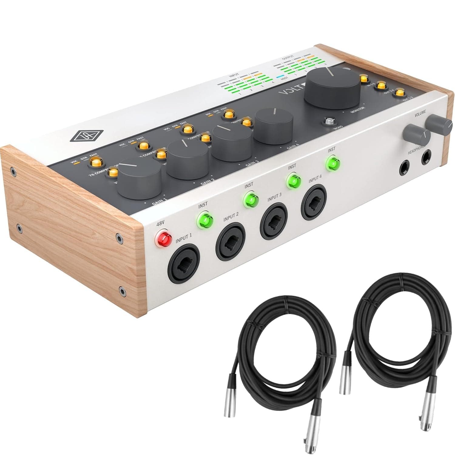 Briskdrop Universal Audio Volt 476P USB Audio Interface - Bundle con 2 Cables XLR