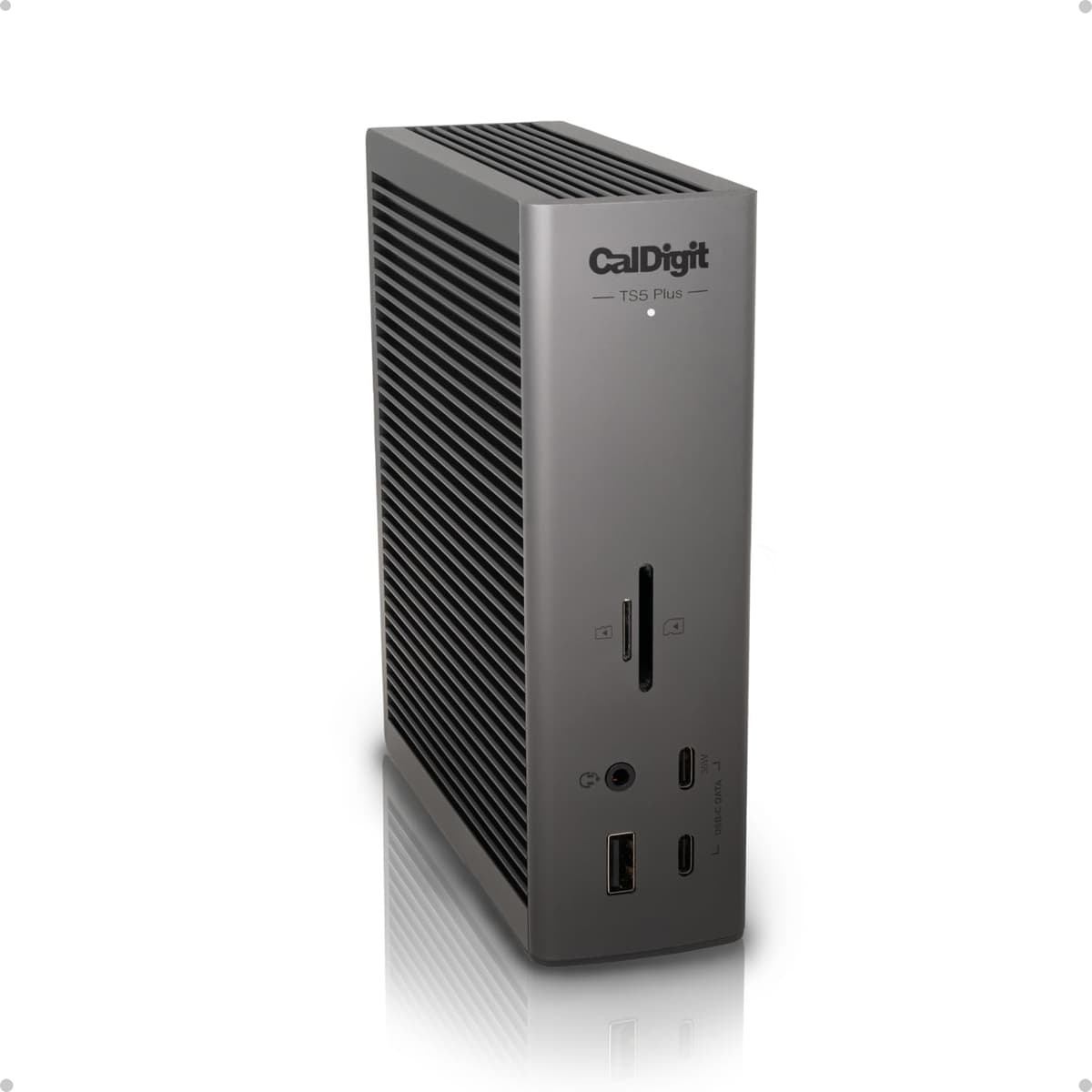 CalDigit TS5 Plus Dock Thunderbolt 5 - 20 puertos, 10GbE, carga dedicada 140W, Thunderbolt 5 x3, USB 10Gb/s x10, hasta 2×8K 60Hz TBT5-TS5Plus-US-AMZ