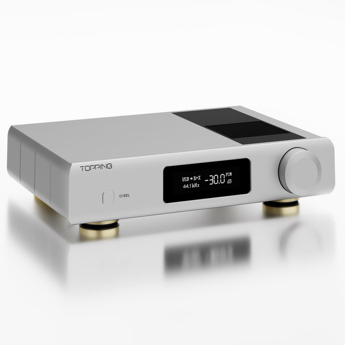 TOPPING D90 III DAC HiFi Balanceado Discreto Completo con Nuevo Módulo PSRM, Bluetooth 5.1, PCM 768kHz/32bit, DSD512, Jitter Ultra Bajo, Trigger 12V, USB/Coax/Opt/AES/IIS, Decodificador/Preamp de Audio (Plateado) TPD90III