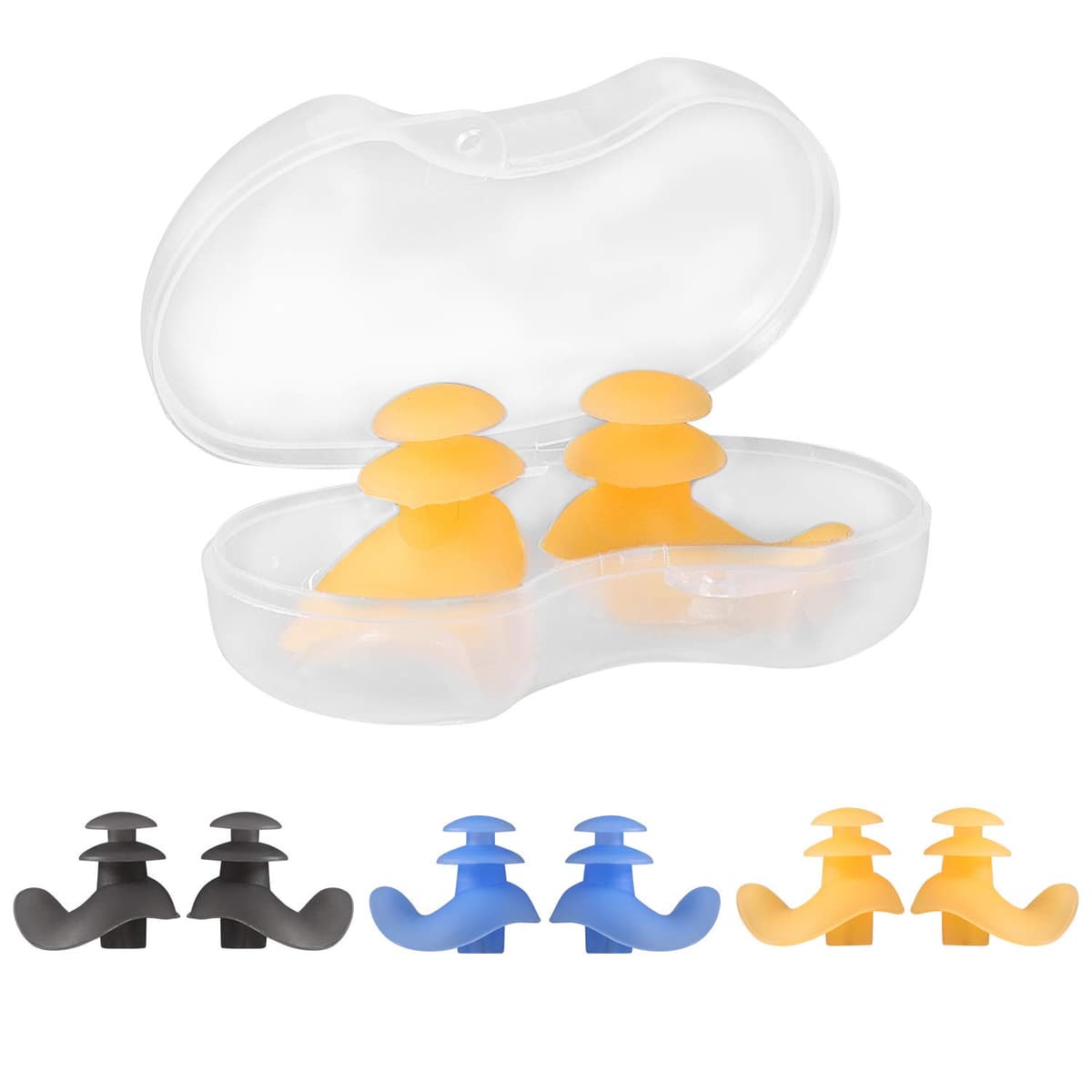 Johgee tapones para oídos de silicona 3 pares impermeables ergonómicos