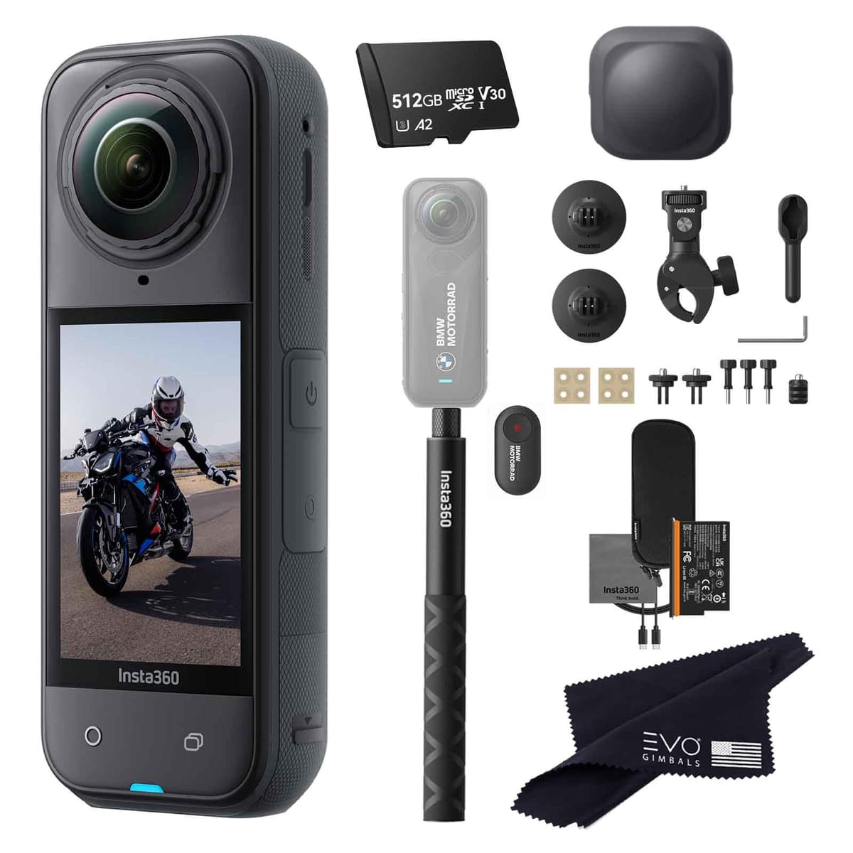 Insta360 X5 BMW Motorrad Limited Edition Motorcycle Bundle - Cámara 360 8K (512GB) X5_BMW-inMOTO-Action Selfie-LC-512GB