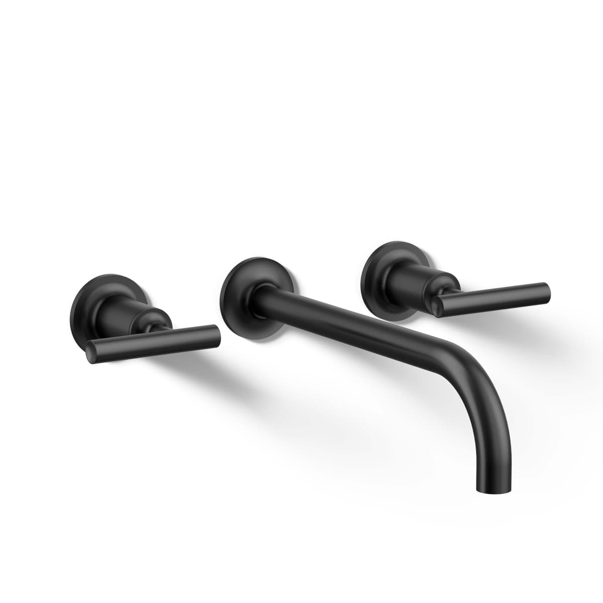Kohler Juego de manijas y embellecedor para lavabo de baño Purist de montaje en pared con pico de 9" y ángulo de 90° y palancas, requiere válvula T14414-4-BL