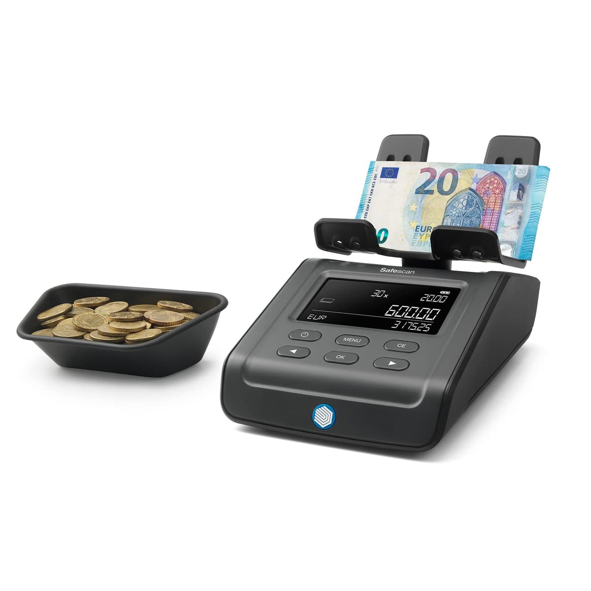 Safescan 6165 máquina contadora de monedas y billetes con detección automática de rollos