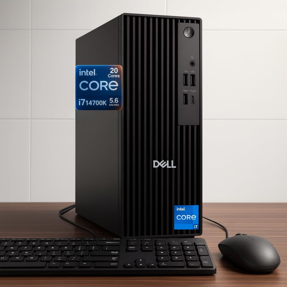 Dell Pro Slim QCS1250 SFF Desktop (Nueva versión OptiPlex), i7-14700K de 14.ª generación (20 núcleos, hasta 5.6 GHz), 16 GB DDR5, SSD PCIe de 1 TB, soporte dual HDMI+DP, USB-C, Wi-Fi 6E, Bluetooth, Windows 11 Pro
