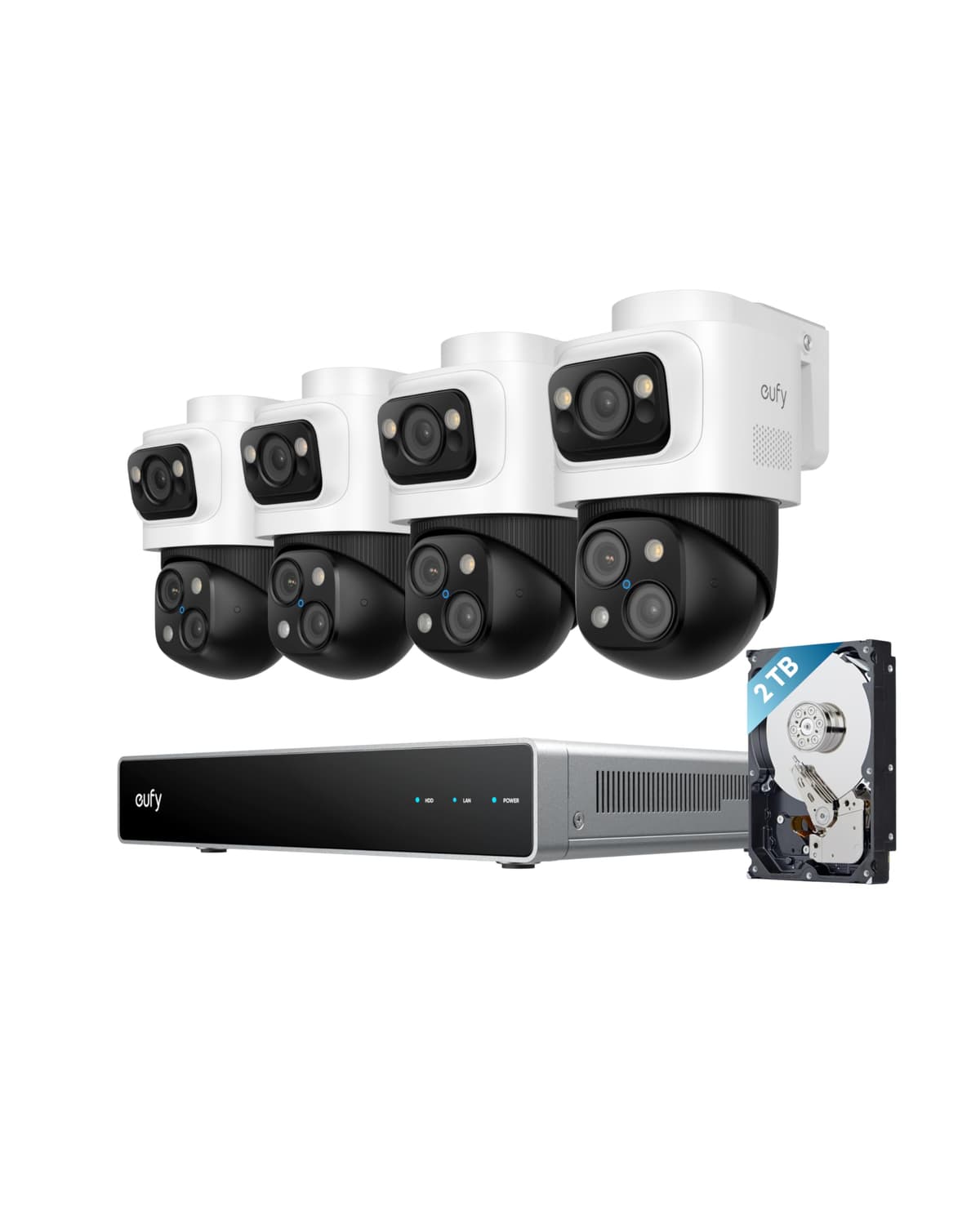 eufy 4K NVR Security System S4 Max Triple-Lens Bullet-PTZ 2TB NVR Cross-Cam Tracking 8× Zoom T8E00