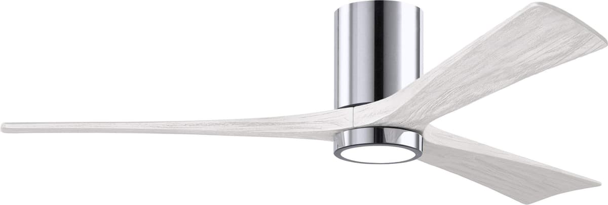 Matthews IR3HLK-CR-MWH-60 Irene 60" ventilador de techo con luz, control remoto y control mural, motor DC silencioso, 3 aspas de madera, Polished Chrome con Matte White