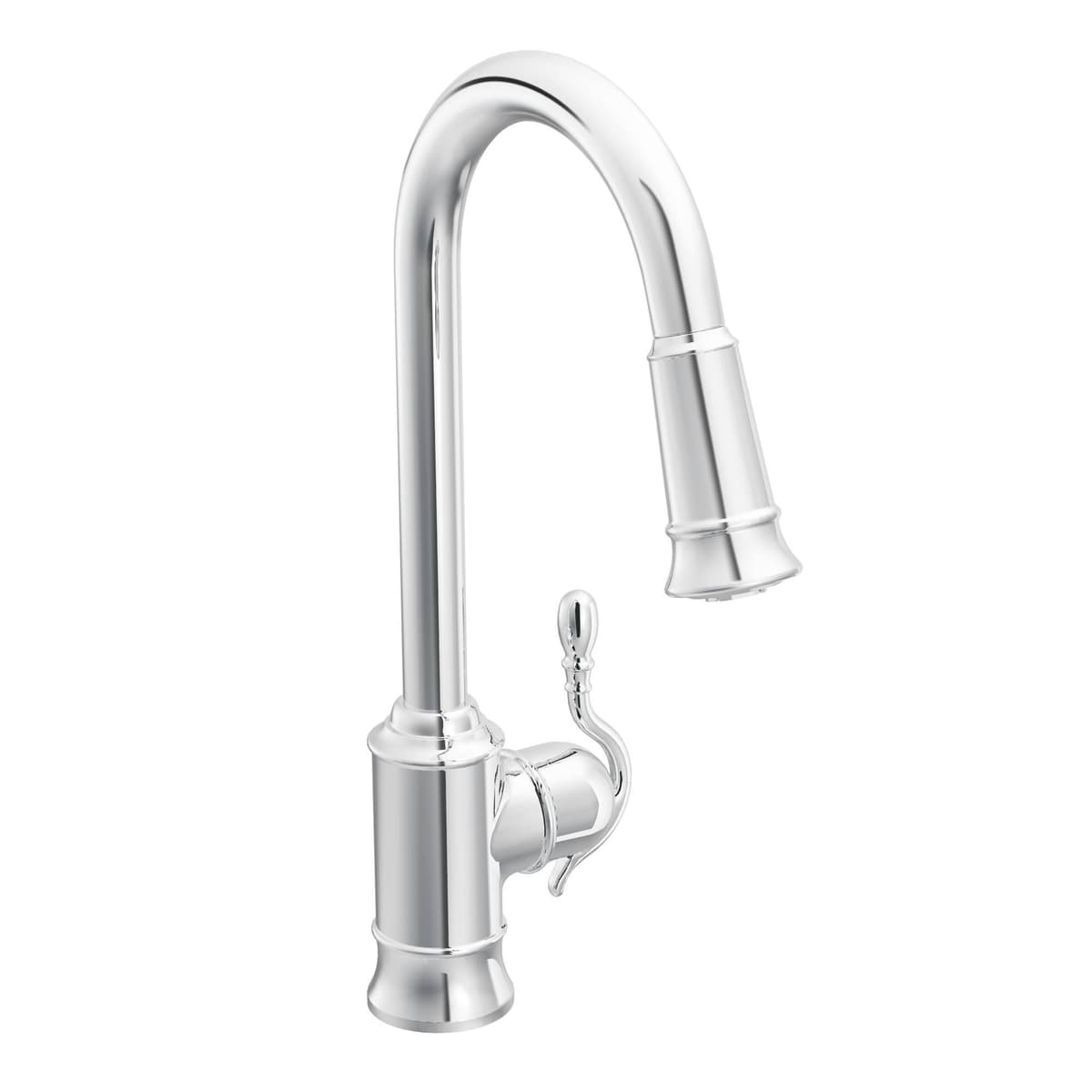 Moen Woodmere 7615C Grifo de cocina con cabezal extraíble y Power Clean, cromo