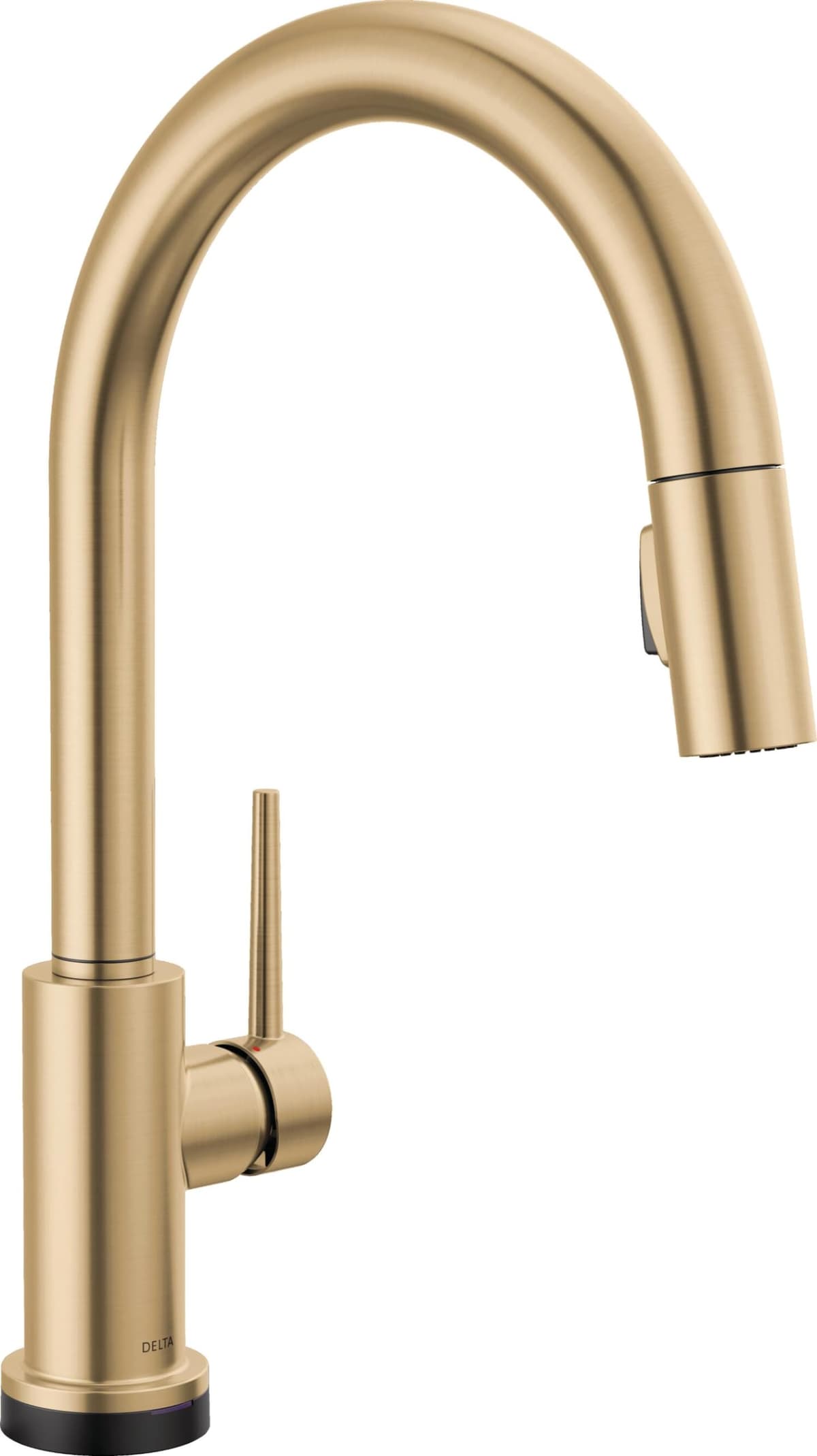 Grifo de cocina táctil Delta Trinsic en oro cepillado con rociador extraíble, monomando para lavabo de un solo orificio, champán bronce 9159T-CZ-DST