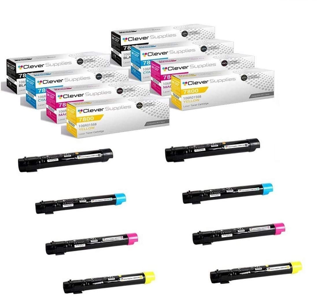 Clever Supplies Set de 8 cartuchos tóner compatibles para Xerox 7800 (106R01566/567/568/569) CS-Xerox-7800-8Set