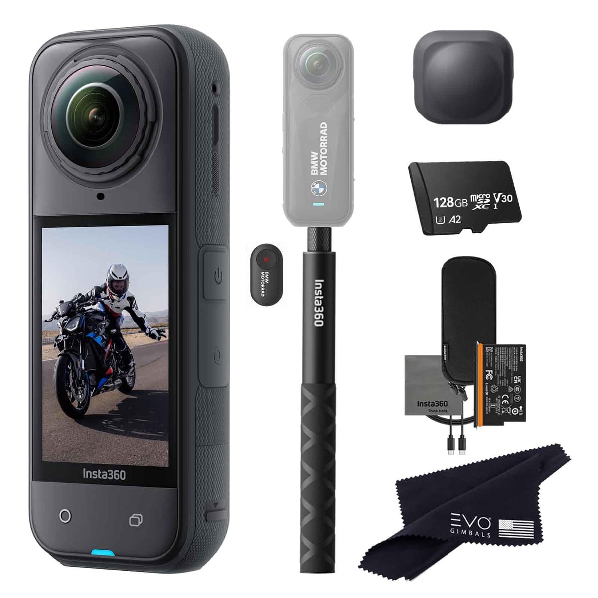 Insta360 X5 BMW Motorrad Limited Edition Basic Bundle - Cámara 360 8K (128GB) X5_BMW-Action Selfie-LC-128GB