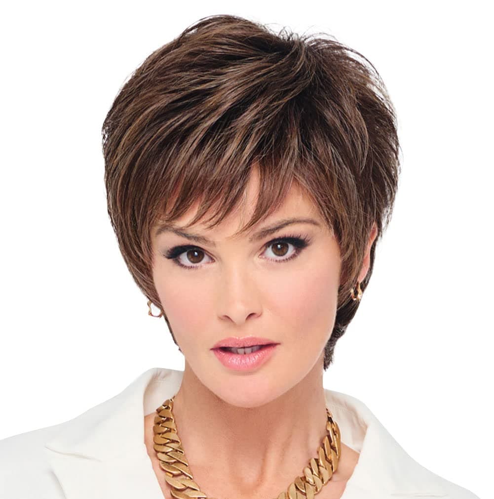 Hair u wear Raquel Welch Fierce And Focused peluca corta Bob anudada a mano, RL8/29SS Hazelnut, casquete talla estándar