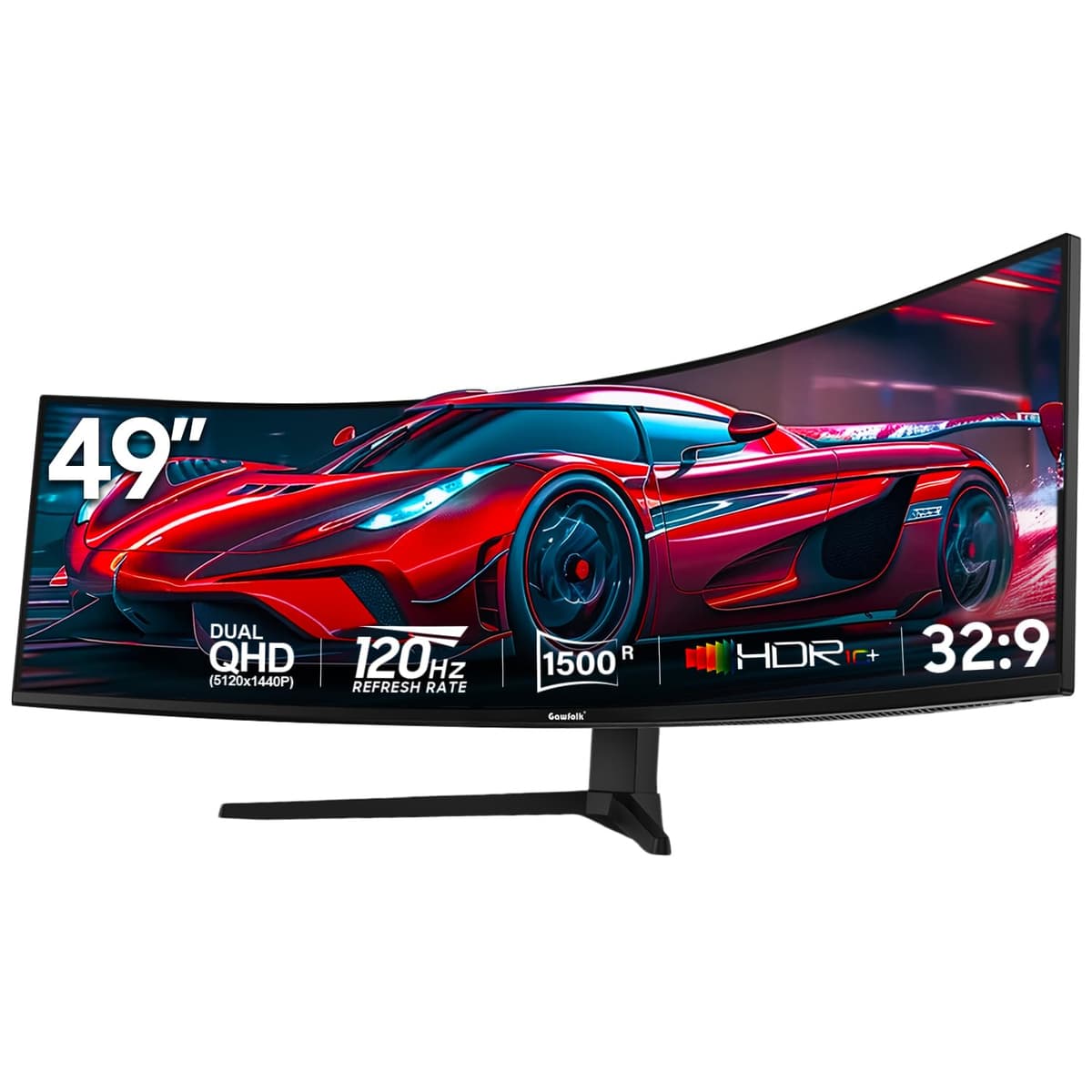Gawfolk GF490B 49" Curved DQHD 5120×1440 120Hz, HDR10, Tilt, Soporte 100x100mm