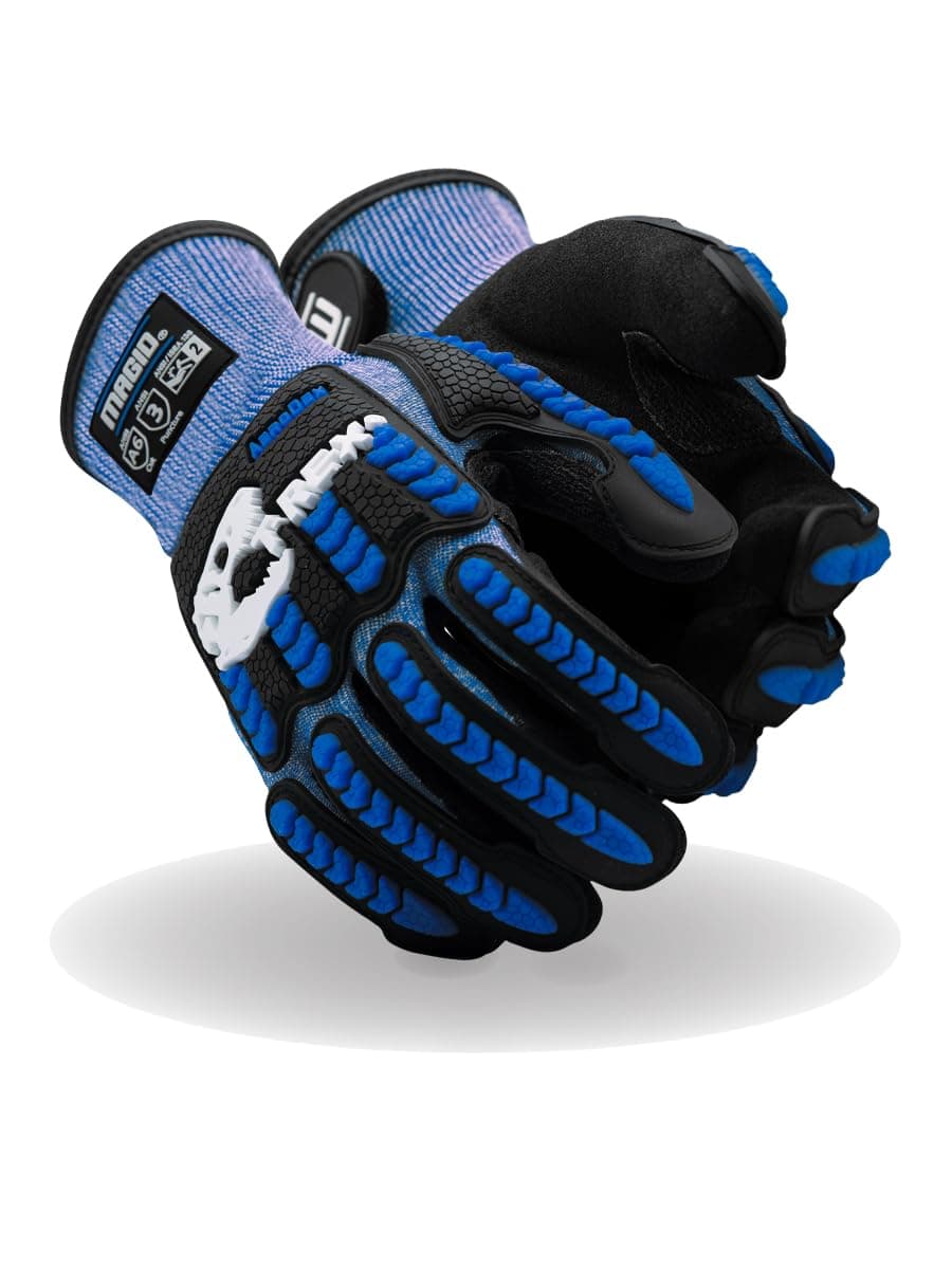 MAGID T-REX Flex Series Guante de Impacto AeroDex ANSI A6, 48 pares, Palma NitriX, Talla 8/M, Azul, TRX685 TRX685M-48