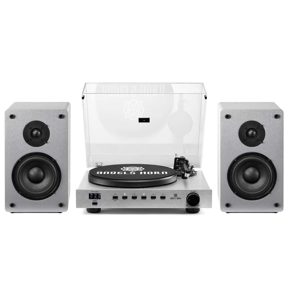 ANGELS HORN Tocadiscos Bluetooth AT-3600L con parlantes y preamplificador phono integrado AH-Phantom