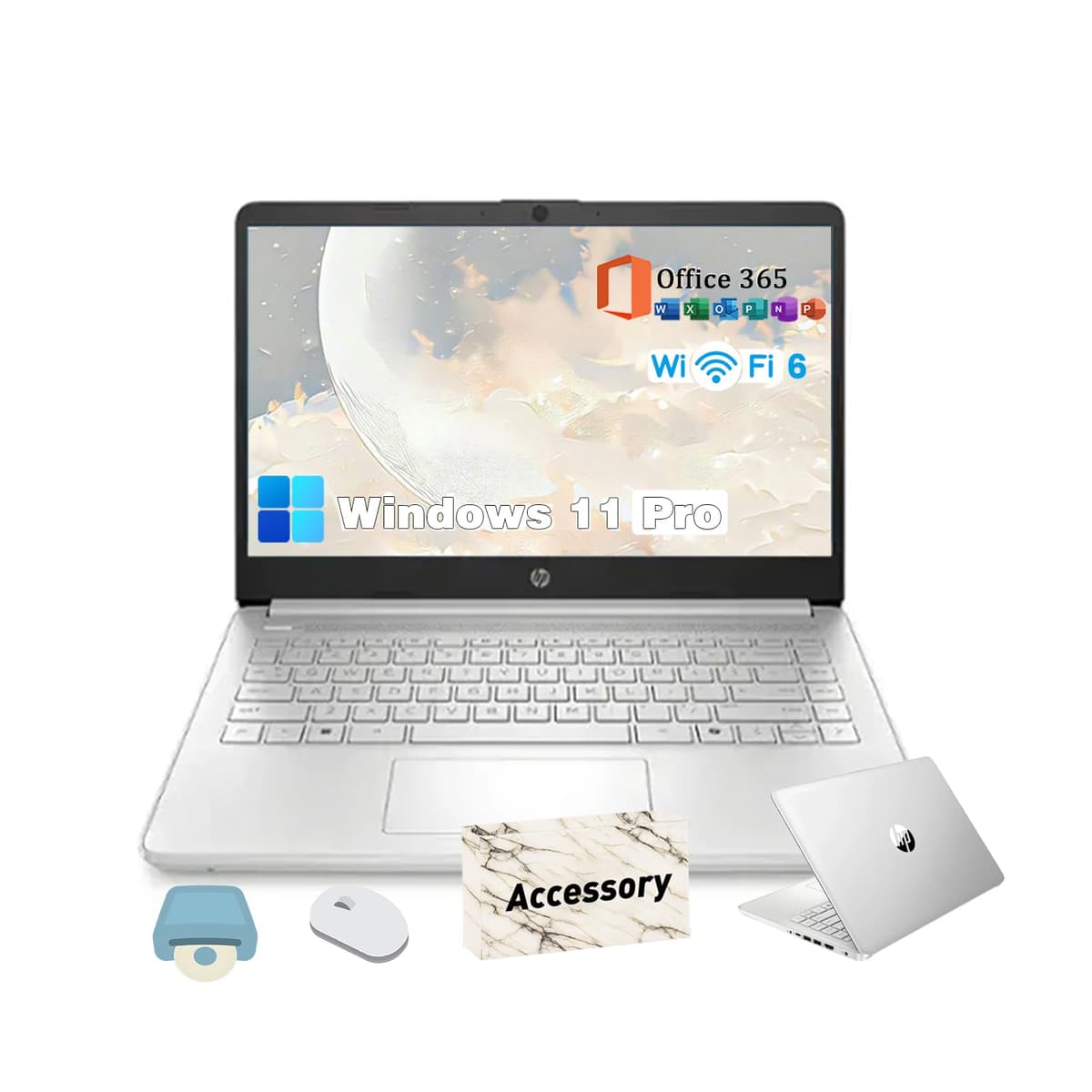 HP 2025 Laptop de 14 pulgadas - Windows 11 Pro | 14" HD | Potenciado por IA | Batería 11 h | Serie N | 1 año Office 365 | 16 GB RAM, 128 GB UFS, 256 GB SSD | Plateado N-Series