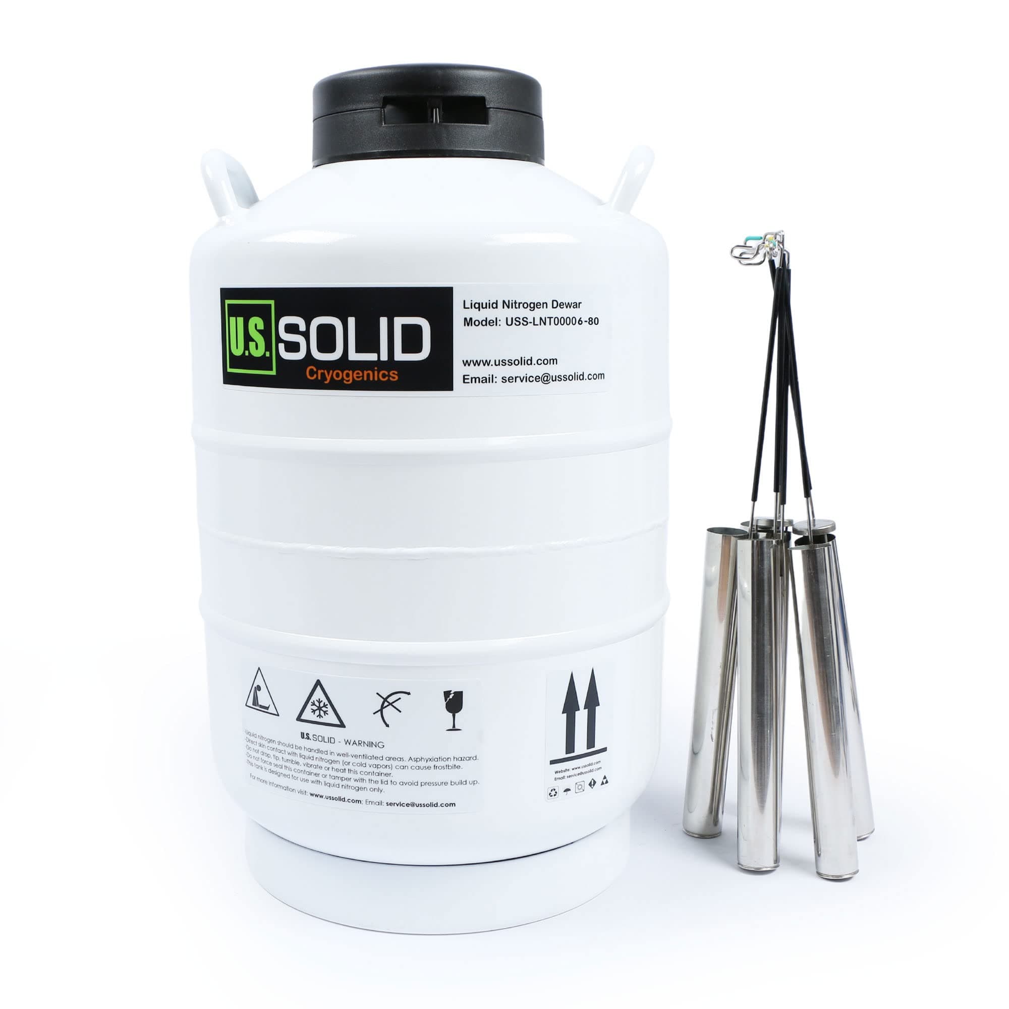 U.S. Solid Contenedor Criogénico 20 L Tanque Dewar para Nitrógeno Líquido con 6 Canisters USS-LNT00006-80