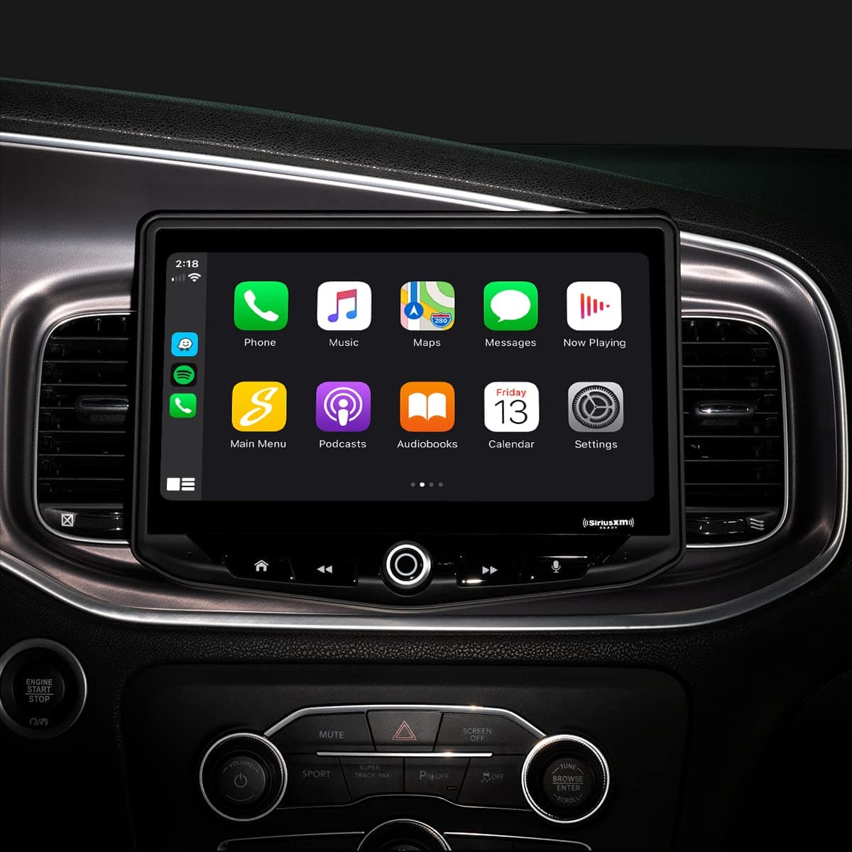 STINGER Challenger, Charger, Chrysler 300 (2015-2023) Kit de Reemplazo de Radio Estéreo HEIGH10 de 10”, Apple CarPlay Certificado, Android Auto, GPS, Bluetooth, Doble USB, Kit de Tablero Plug-N-Play, 4 Entradas de Cámara HEIGH10 RB10CHR15