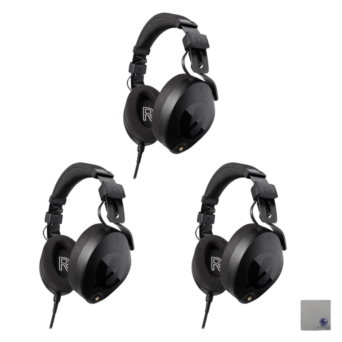 Rode NTH-100 Professional Over-Ear Headphones con paño de pulido StreamEye (Paquete de 3) NTH-100 | Cloth (3-Pack)