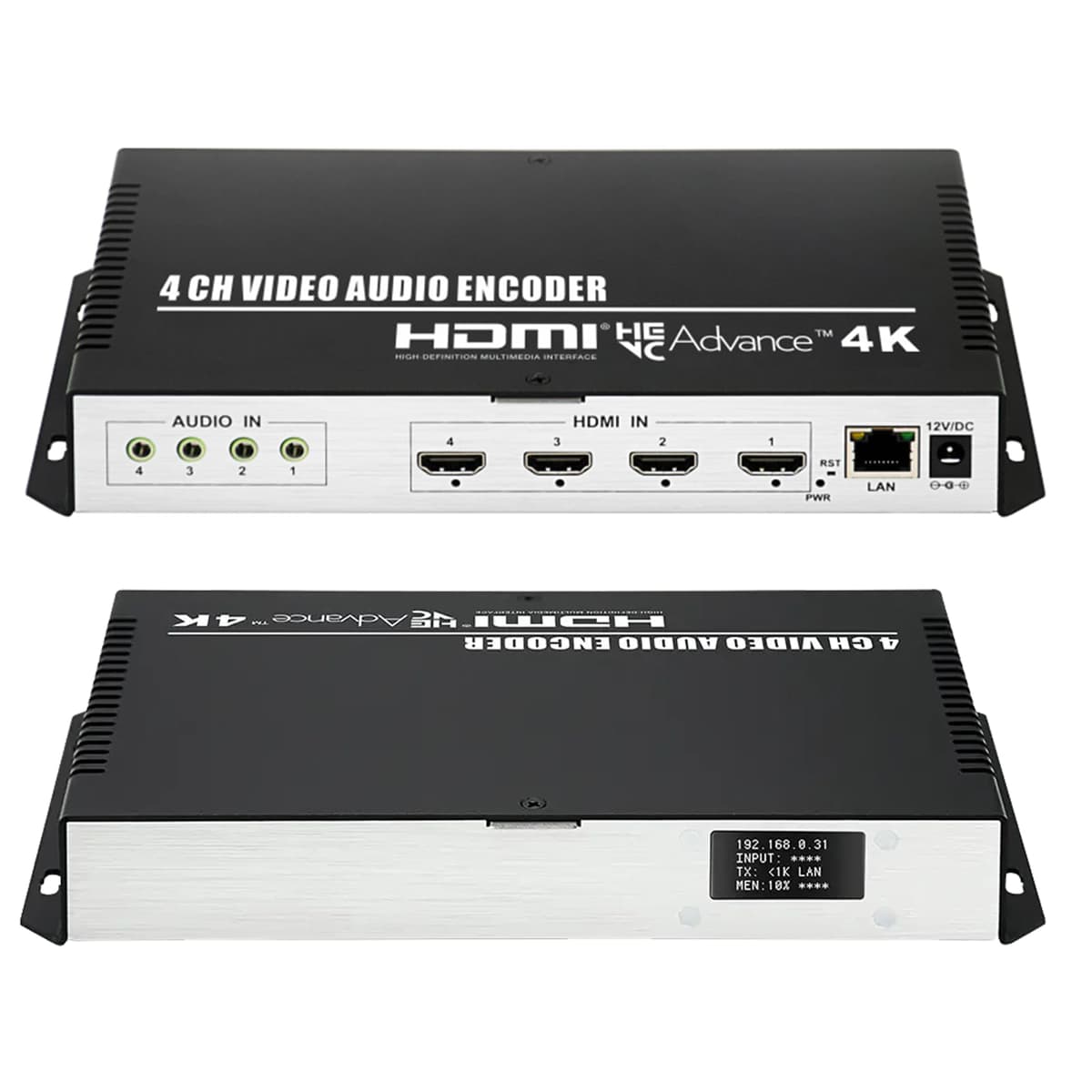 ORIVISION 4 Channel 4K H.265 264 MJPEG HDMI Video Encoder with Screen, Max 16 Feeds Output, Extra Audio HTTP RTSP RTMP RTMPS SRT UDP RTP IPTV Video Encoder for Live Broadcast Facebook YouTube Twitch