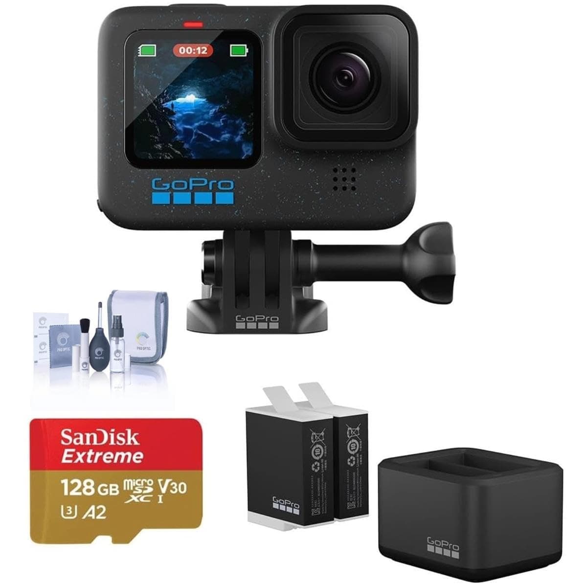 GoPro HERO12 Black Cámara de Acción Bundle con 2 Baterías Enduro Cargador Dual y 128GB MicroSD CHDHX-121-TH-K5