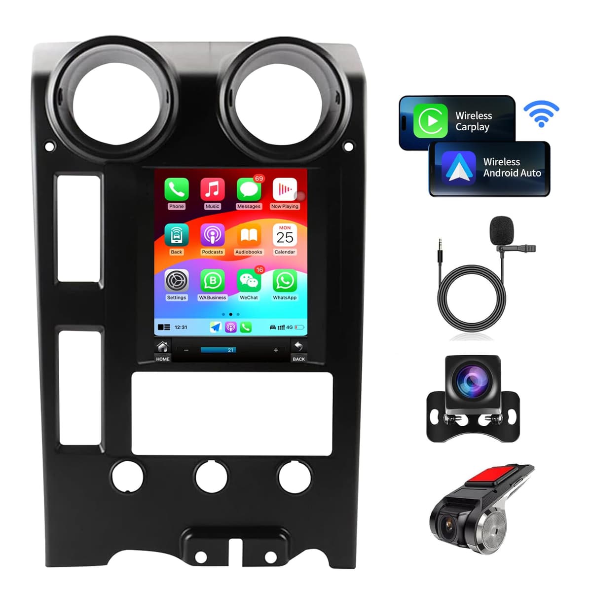 KiriNavi Radio de auto Repuesto para Hummer H2 2002-2007 - Android 12, Pantalla 9.7 pulgadas, CarPlay/Android Auto, GPS, Cámara de Retroceso